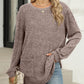 Pocketed Round Neck Long Sleeve T-Shirt