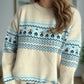 Contrast Round Neck Dropped Shoulder Sweater