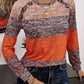 Decorative Button Contrast Round Neck Long Sleeve T-Shirt