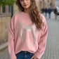 Sequin Bow Round Neck Long Sleeve Sweater