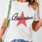 Star Round Neck Short Sleeve T-Shirt