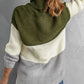 Color Block Turtleneck Long Sleeve Sweater