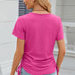 Eyelet Round Neck Short Sleeve T-Shirt
