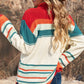 Contrast Striped Turtleneck Dropped Shoulder Sweater