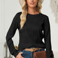 Textured Round Neck Long Sleeve Blouse