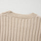 Cable-Knit Color Block Round Neck Sweater