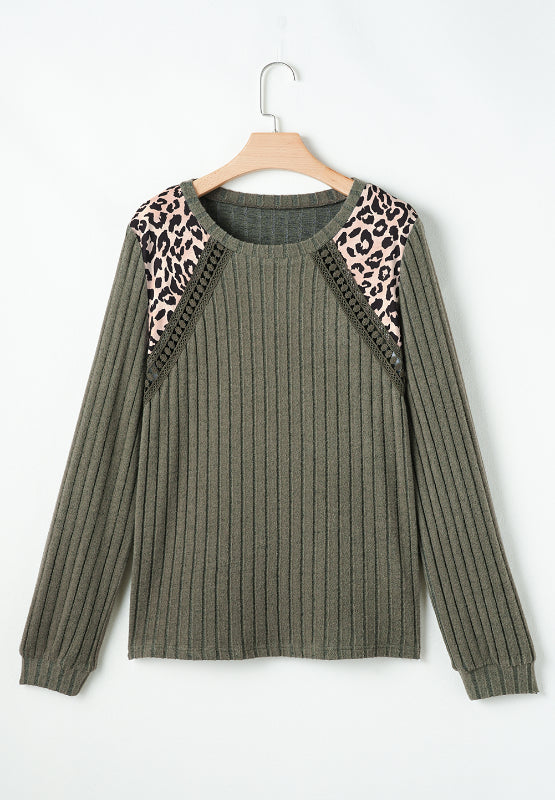 Leopard Round Neck Long Sleeve T-Shirt