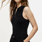 Quarter Zip Collared Neck Sleeveless Bodysuit