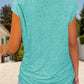 Full Size Half Zip Cap Sleeve T-Shirt