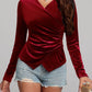 Ruched Surplice Long Sleeve Top