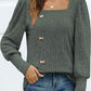 Decorative Button Square Neck Top