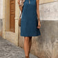 Pocketed Decorative Button Sleeveless Dress