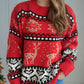 Christmas Element Round Neck Long Sleeve Sweater