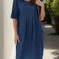 Full Size Round Neck Half Sleeve Dress with Pockets