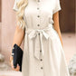 Tied Button Up Short Sleeve Dress