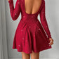 Backless Glitter Square Neck Long Sleeve Mini Dress
