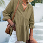 Ruffled Notched Three-Quarter Sleeve Blouse