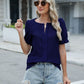 Textured Notched Short Sleeve Blouse