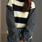 Contrast Round Neck Long Sleeve Sweater