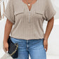 Plus Size Half Zip Short Sleeve T-Shirt