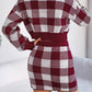 Plaid Round Neck Top and Skirt Sweater Set