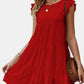 Ruffled Round Neck Cap Sleeve Mini Dress