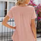 Eyelet Quarter Button Short Sleeve T-Shirt