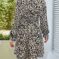 Leopard V-Neck Flounce Sleeve Dress