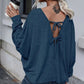 Full Size Double Tie Drop Shoulder Long Sleeve T-Shirt