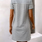 Striped Round Neck Short Sleeve Mini Dress