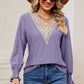 Eyelet V-Neck Flounce Sleeve T-Shirt