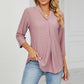 Eyelet Three-Quarter Sleeve Blouse