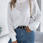 Openwork Round Neck Long Sleeve Knit Top