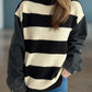 Contrast Round Neck Long Sleeve Sweater