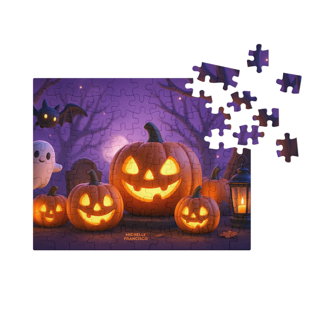 Halloween Pumpkins Night Jigsaw Puzzle with Tin