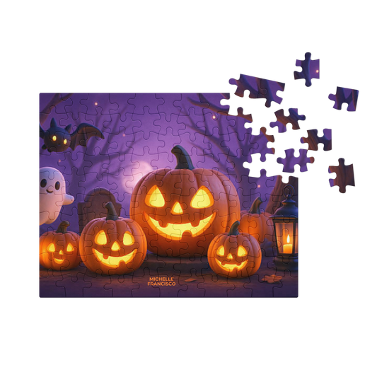 Halloween Pumpkins Night Jigsaw Puzzle with Tin