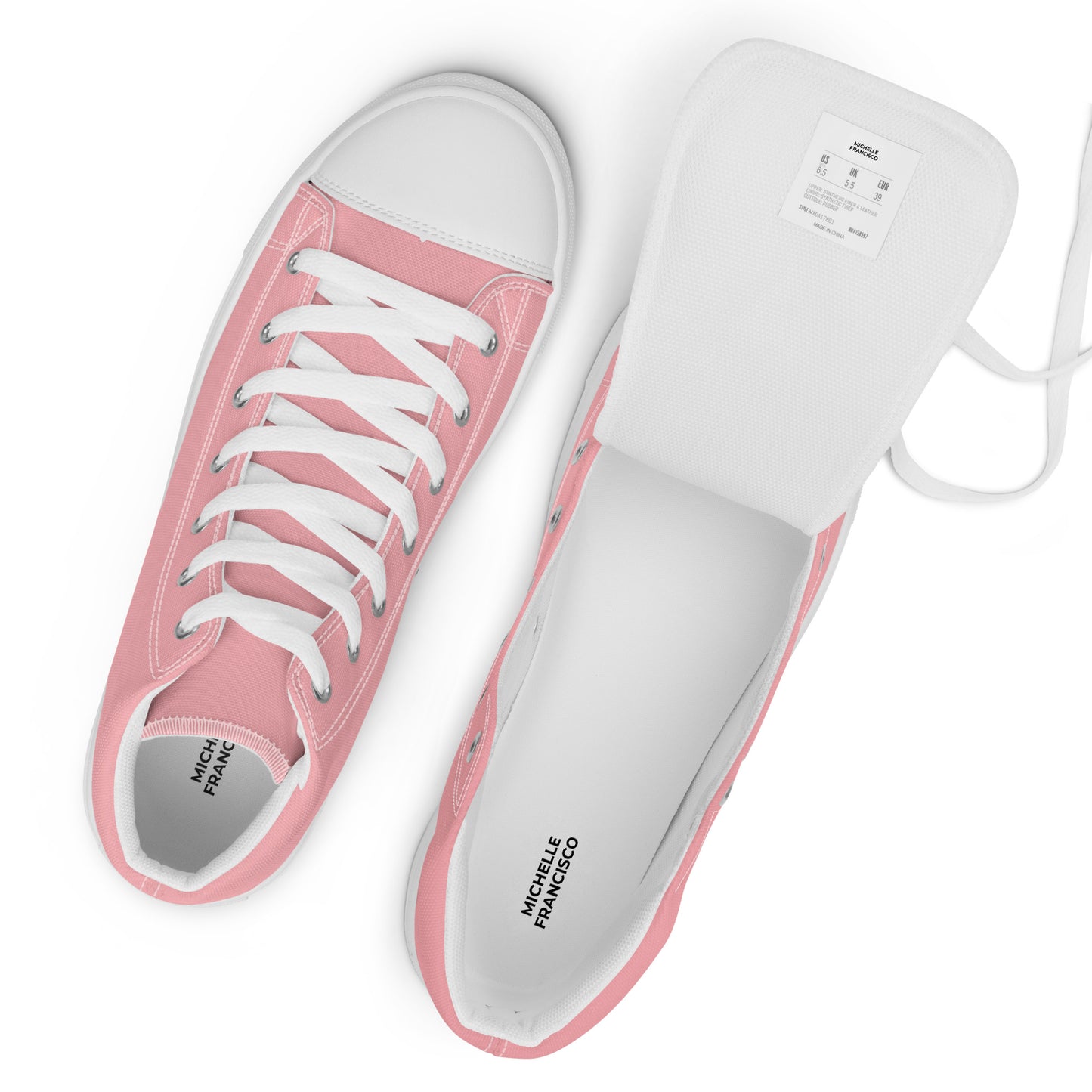 Men’s Light Pink High Top Canvas Shoes