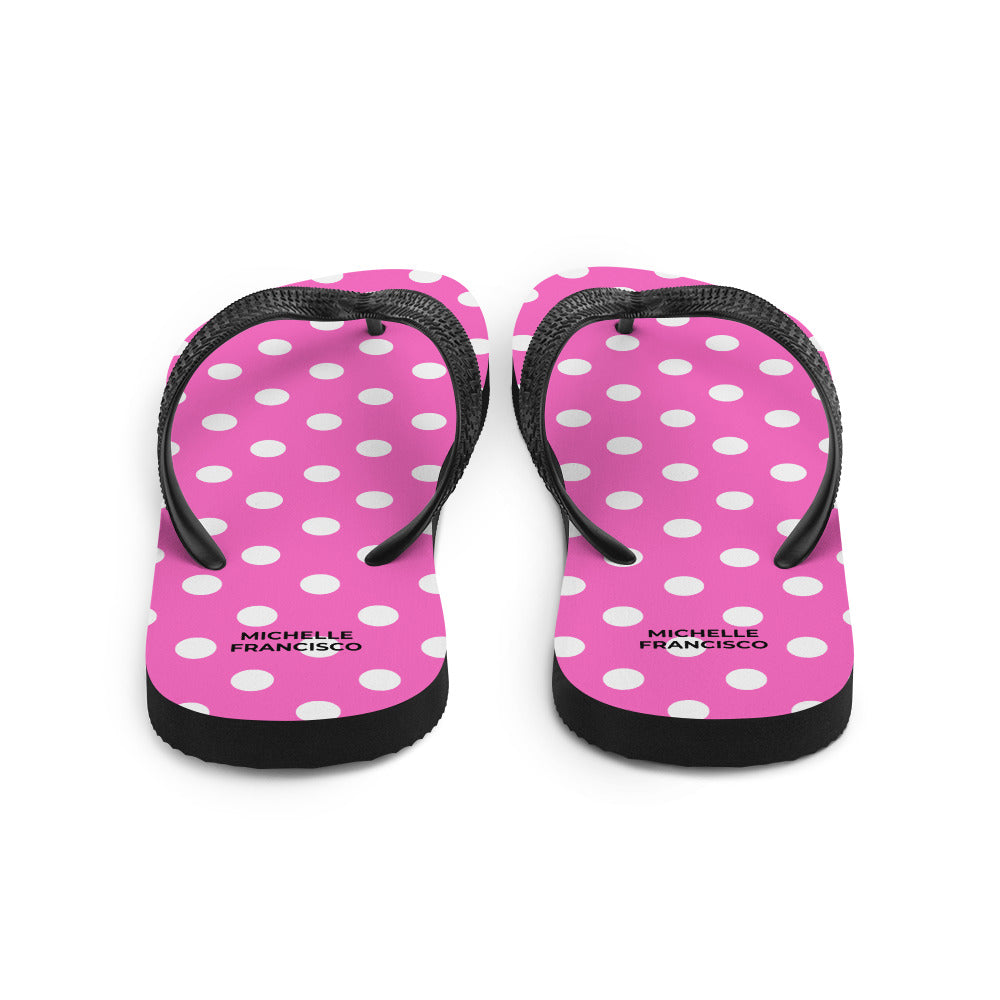 Polka White and Pink Flip-Flops