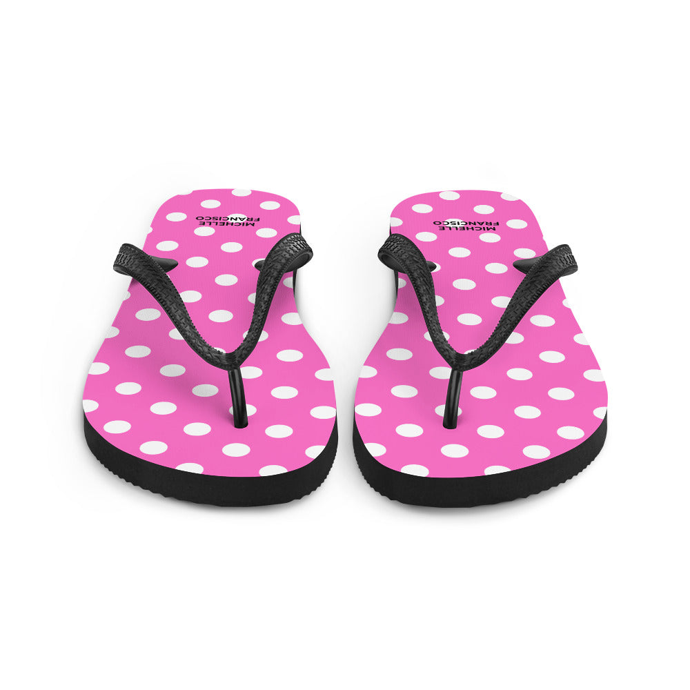 Polka White and Pink Flip-Flops