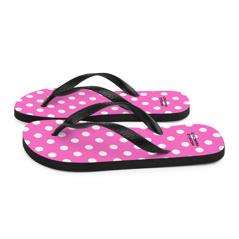 Polka White and Pink Flip-Flops