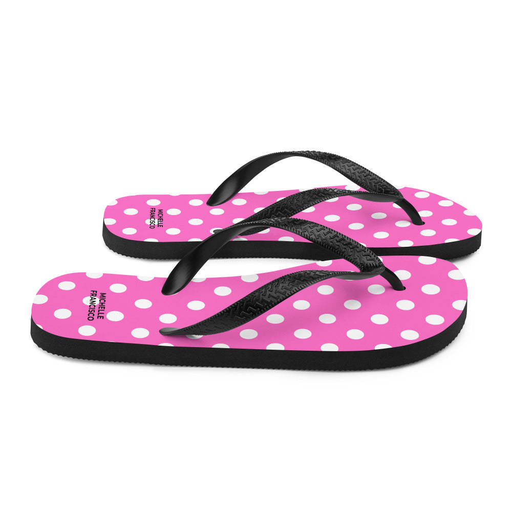 Polka White and Pink Flip-Flops