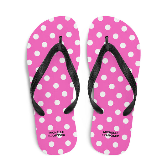 Polka White and Pink Flip-Flops