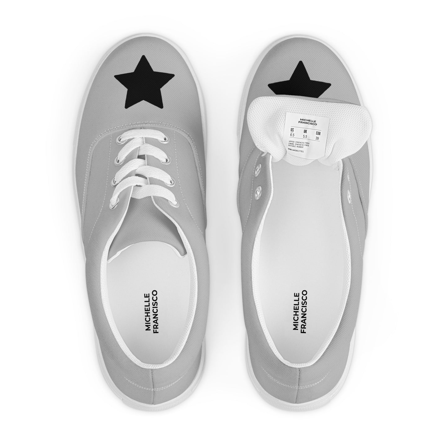 Women’s Black Star Silver Lace-up Canvas Shoes