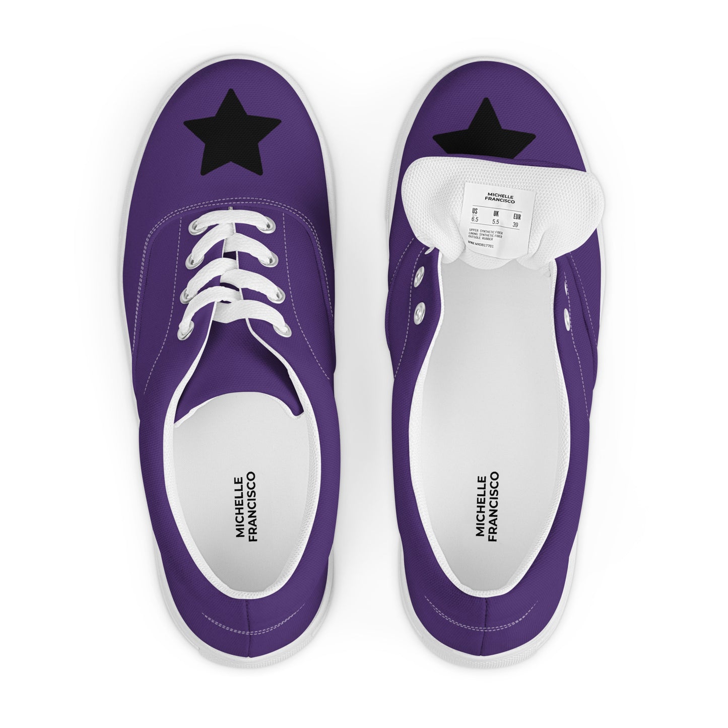 Women’s Black Star Purple Lace-up Canvas Shoes