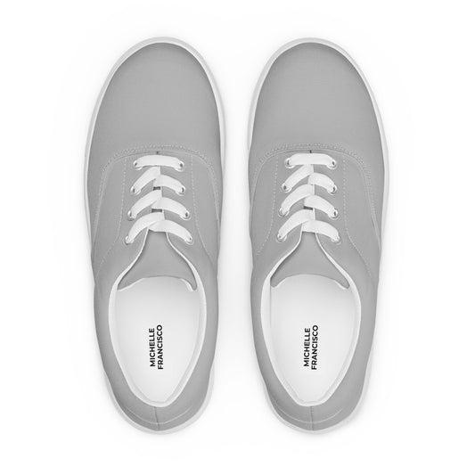 Women’s Silver Lace-up Canvas Shoes