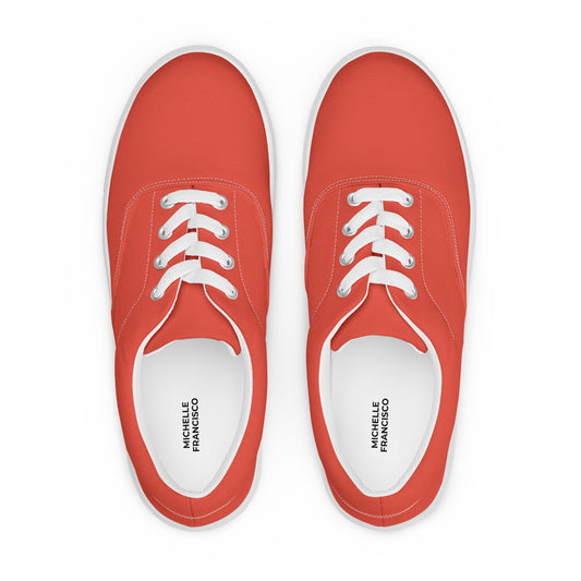 Women’s Orange Red Lace-up Canvas Shoes