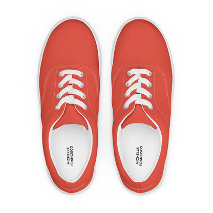 Women’s Orange Red Lace-up Canvas Shoes