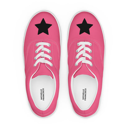 Women’s Black Star Pink Lace-up Canvas Shoes