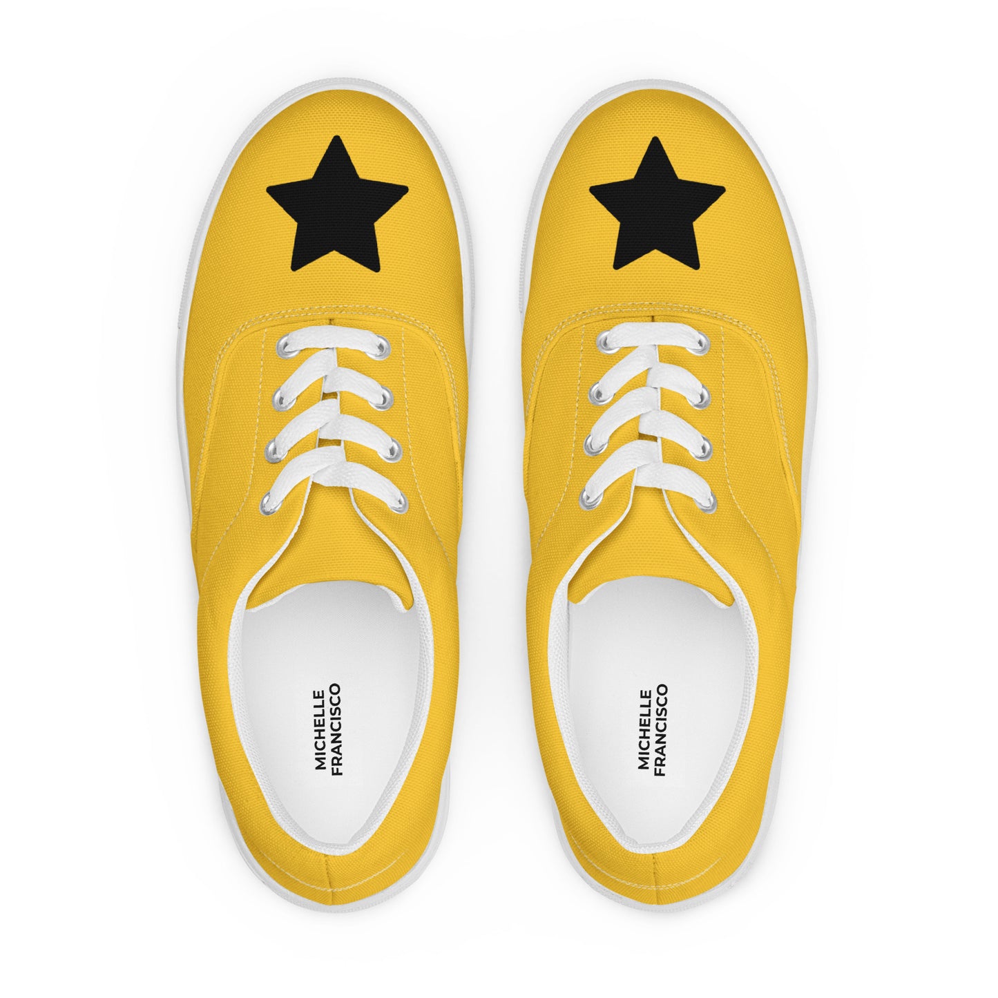 Women’s Black Star Yellow Lace-up Canvas Shoes