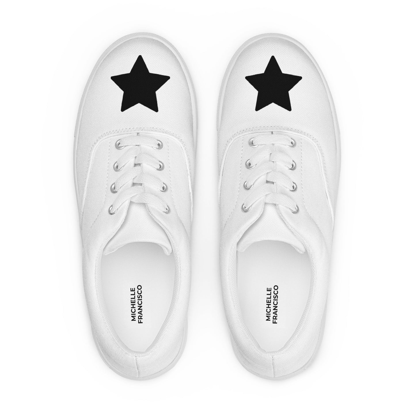 Women’s Black Star White Lace-up Canvas Shoes